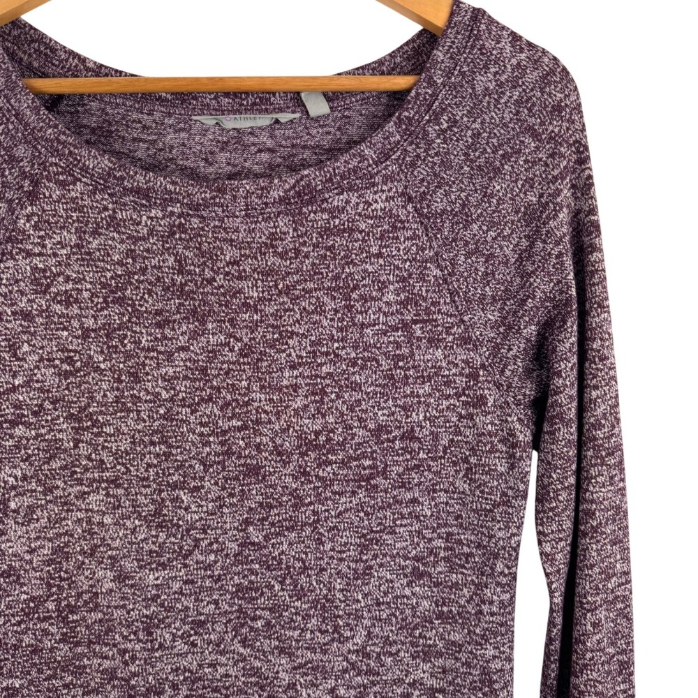 Athleta Luxe Pose Tunic Women XS Burgundy Space Dye Marled Raglan Long Sleeve